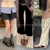 Mocasines de Piel de Vaca Texturizada con Hebilla Metálica Cuadrada, Estilo Occidental Versátil, Estilo Coreano, Zapatos de Cuero de Una Sola Capa con Tacón Bajo Cuadrado para Mujer, Primavera 2025
