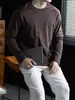 Tejido de doble cara Algodón Lyocell suave y elástico apto para la piel Camiseta de manga larga para hombre para primavera y otoño, adecuada para ir al trabajo y uso casual
