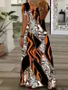 Ropa Europea y Americana Primavera y Verano 2025 Amazon Wish Nuevo Exportación Transfronteriza Estampado Moda Estilo Étnico Vestido para Mujer