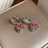 Pendientes Cuadrados Geométricos de Zirconia Transfronterizos Europeos y Americanos Diseño Versátil Pendientes de Nicho Lujo Ligero Pendientes de Gama Alta