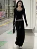 Nuevo Conjunto de Dos Piezas Adelgazante de Moda para Mujer Primavera/Otoño 2026: Camiseta de Manga Larga y Pantalones Casuales de Pierna Ancha