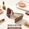 Espelho de maquiagem quadrado de luxo high-end estilo ins, com aro dourado, dobrável em dois lados, com superfície de espelho de alta definição, um ótimo presente para meninas em movimento