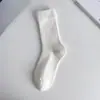 Meias Grossas de Outono e Inverno para Mulheres, Meias de Algodão de Cor Sólida, Meias Peludas de Cano Médio, Meias Soltas Versáteis Sem Costura Estilo Coreano, Meias Longas Brancas