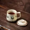 Dunhuang Bailarinas Apsaras Taza de Té de Cerámica con Tapa Taza de Oficina Taza de Té de Alta Calidad para Uso Personal