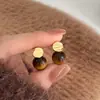 Pendientes Maillard Cara Cuadrada Ojo de Tigre Metal Pendientes Retro Lujo Ligero Gama Alta Elegante Atmosférico Pendientes de Otoño e Invierno