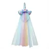 Diadema de Malla Europea y Americana de Arcoíris de Unicornio, Diadema de Pony, Unicornio, Fiesta de Halloween, Actuación, Tocado Cubierto de Arena