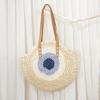 Al por mayor del fabricante Nuevo 2026 Bolso Redondo de Paja Retro con Costuras de Color Contrastante, Bolso de Playa de Gran Capacidad, Bolso de Mujer Estilo Vacacional