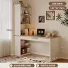 Escritorio de esquina con estantería y librero, mesa integrada para dormitorio, tocador, escritorio de escritura, escritorio de esquina para computadora, escritorio de estudio para estudiantes en casa