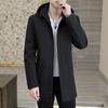 Chaqueta de Otoño e Invierno para Hombre Estilo Coreano Moda Guapo Con Gorro Desmontable Chaqueta de Longitud Media para Hombre Joven Casual Abrigo Delgado para Hombre