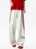 Calça de Três Listras Masculina 2025 Primavera Nova Marca Tendência Retro Americana Bordado de Letras Solta Reta Casual Longa
