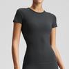 Camiseta de Yoga de Secado Rápido Estilo Europeo y Americano para Mujer, Top Adelgazante Fitness de Manga Corta Moldeador Corporal Estilo Kardashian, Venta al por Mayor