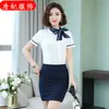 Camisa branca de manga curta feminina, nova moda verão, para negócios, slim fit, para aeromoças, hotel, vendas de negócios, loja de joias
