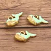 6 Colores 9x15mm DIY Acero Inoxidable Dorado Esmalte Aceite Goteando Dijes Animal Delfín Colgante Accesorios para Joyería DIY