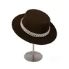 Sombrero de Lana de Ala Plana con Cinturón Estilo Francés para Mujer, Sombrero de Fieltro Versátil para Moda de Otoño e Invierno, Sombrero de Jazz Retro para Socialité