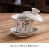 Tigela Gai Sancai Tigela de Chá Xícara de Chá Grande Cerâmica Única Porcelana Branca Jogo de Chá Kung Fu Porcelana Azul e Branca com Tampa