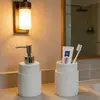 Conjunto Criativo de Resina com Listras Verticais para Banheiro Duas Peças Suprimentos para Banheiro de Hotel e Pousada Estilo Luxo Leve Frascos de Loção e Copo