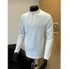 Camiseta Base de Terciopelo Doble Cara para Hombre, Top Casual Deportivo, Sudadera con Media Cremallera y Cuello Alto de Manga Larga para Correr para Hombre, Estilo Otoño e Invierno