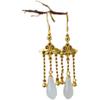 Pendientes de jade Hetian Loulan dorado con incrustaciones de jade y orquídea en plata 925, moda nacional, estilo étnico, cloisonné, estilo Palacio femenino