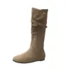 En stock~Botas largas de nuevo estilo 2026 para mujer, que aumentan la altura, de doble uso, botas largas plisadas apiladas, botas vaqueras, botas de caballero vintage