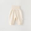 Calça de Bebê com Botões de Pressão Proteção de Barriga, Estilo Primavera e Outono, Algodão Puro, Classe A, Cintura Alta, Calça Longa para Recém-Nascidos, Calça de Bebê Unissex