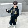 Conjunto de Bloques de Color Otoño para Niños 2026 Nueva Ropa de Otoño para Niños Pequeños, Conjunto Elegante de Sudadera de Dos Piezas