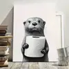 Temu Lo Más Vendido Encantador Pintura Colgante para Baño Perezoso Lienzo Pintado en Spray Póster Divertido Animal Decoración de Baño Pintura