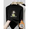 Camiseta Feminina Outono/Inverno Gola Meia-Alta Manga Longa Estilo Coreano Infantil Plush Camada Base Top Roupa Infantil Primavera/Outono Roupa de Baixo Tendência