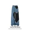 Jeans Vintage de Pierna Ancha Avant-Garde Lavados con Bordes Deshilachados, Parche de Corazón Diseñador, Estilo Japonés de Moda, Unisex, Ins