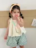 Roupas Infantis Verão Finas Estilo Coreano Roupas Infantis Roupas de Bebê Estilo Verão Conjunto de Regata e Shorts para Meninas Roupas de Verão