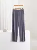 Calça Casual de Algodão Fino Primavera e Verão Leve Solta Roupa Externa Pijama Fresco Bolso Casa Calça de Pernas Largas