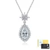 Collar de plata S925 con colgante de moissanita en forma de gota de agua y pera para mujer, cadena para la clavícula con colgante resistente incrustado de estrella y cabeza de flor, directo de fábrica