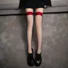 Deseo Puro Sexy Medias Blancas Translúcidas Hasta el Muslo Negras Adelgazantes de Pierna de Presión jk Medias Altas de Terciopelo Medias Negras Ultradelgadas