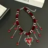 Collar con Colgante de Cruz Corazón con Borla Resistente para Góticas, Cadena para Clavícula Dulce y Fresca de Alta Gama de Tendencia de Nicho para Mujeres