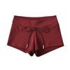 Verano 2024 Nuevo Ins Shorts Deportivos Shorts de Cintura Baja para Mujer con Cordón Ajustable, Encaje y Estiramiento para Cadera Pantalones Cortos Hot Pants