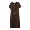 Vestido Tejido Inno de Manga Corta con Escote en V para Mujer Tallas Grandes, Nuevo Estilo de Verano, Vestido de Longitud Media que Ceñe la Cintura para Mujeres Tallas Grandes 262584
