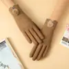 Guantes de Terciopelo con Bola de Pelo Estilo Nuevo para Mujer Invierno Más Terciopelo Guantes de Dedo Vehículo Eléctrico Deportes al Aire Libre Esquí Guantes Cálidos