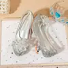 2026 Sapatos Fechados Respiráveis com Lantejoulas e Cristais de Salto Alto para Meninas Crianças Médias e Mais Velhas Moda Banquete Desfile de Moda Performance Sapatos de Princesa