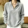 Roupas femininas transfronteiriças 2026 Moda europeia e americana outono e inverno novo moletom de fleece de cor sólida com zíper e gola semi-alta
