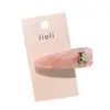 Pinza para el pelo de oso dulce estilo coreano, en colores contrastantes rosa y blanco, con decoración metálica, pinza lateral linda y con ambiente para mujer