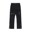 Pantalones vaqueros largos rectos con diseño de remaches y cremallera funcionales de High Street para hombre y mujer, estilo moderno