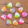 Accesorios de Resina Acrílica de Color Mixto 21*23mm para Manualidades, Colgante de Corazón Bloqueado por Color, Colgador para Bolso, Teléfono, Llavero