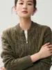 Nuevo cárdigan de punto de cachemira para bebé para mujer Otoño/Invierno 2026 con cuello redondo, tejido de ochos y doble cremallera, prenda de abrigo simple y cálida
