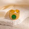 Anillo de apertura de acero inoxidable con personalidad de comercio exterior europea y americana, ajustable, chapado en oro de 18 quilates, diseño con sentido de nicho, estilo retro