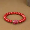 Pulsera Popular de Cinabrio Natural al por Mayor Douyin Pulsera de Cuentas Hecha a Mano Alto Contenido Arena Dorada Púrpura Pulsera de los Ocho Santos Patronos