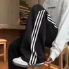Colección de otoño e invierno: Pantalones de chándal casual de peso pesado con tres rayas para hombre y adolescente, corte holgado, forrados de felpa, estilo de pierna recta, modernos