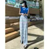 Calça Plissada de Seda Gelada Transfronteiriça de Perna Larga para Mulheres 25 Verão Novo Cintura Alta Casual Perna Reta Solta Caimento Longo até o Chão