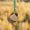 Bolsa Colgante de Campana con Colgante de Cáscara de Fruta Tejida a Mano Natural, Campana de Sonajero Manual de Planta Natural, Adorno Colgante para Bolsa de Coche y Vehículo