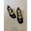 Versão em Couro de Vaca ~4,5cm Sapatos Mary Jane Quadrados Silenciosos Retrô para Mulheres, Couro Genuíno Estilo Francês Fivela de Cinta Única Salto Bloco Pequenos Sapatos de Couro