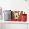 Juego de Té de Viaje Estilo Palacio Personalizado, Cerámica Creativa Conveniente de Una Tetera, Tres Tazas, Taza Rápida, Logo de Recuerdo