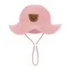 Sombrero de Pescador de Algodón Puro Arrugado de Nuevo Estilo Transpirable con Doble Capa de Gasa Protector Solar para Bebé Sombrero Cubo para Bebé Sombrero de Sol de Osito